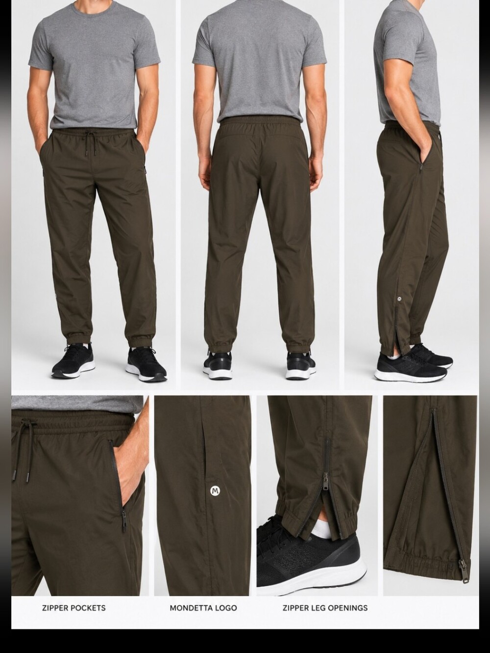 Mondetta Outdoor Project Men's Performance Joggers Ankle Zippers Black Size LG